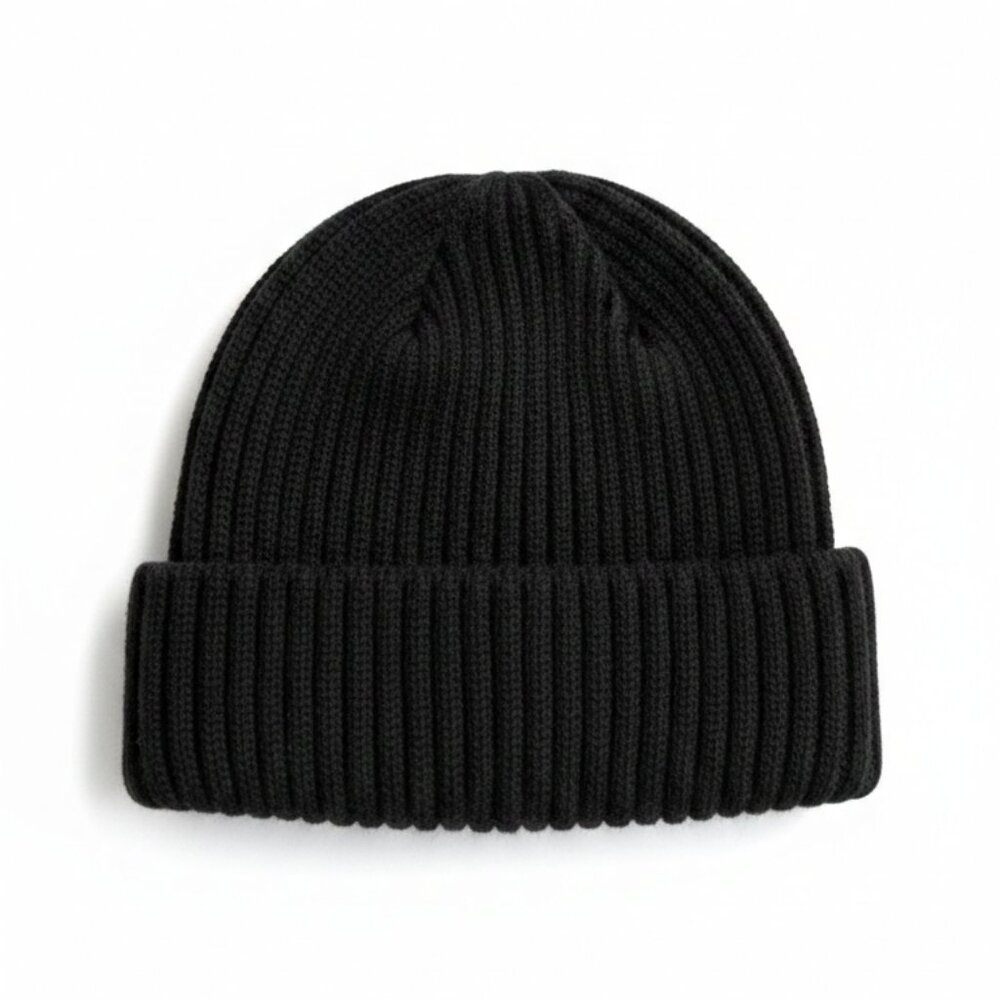BOELTER - Black Wide Ribbed Beanie - classic stretchy - OZ